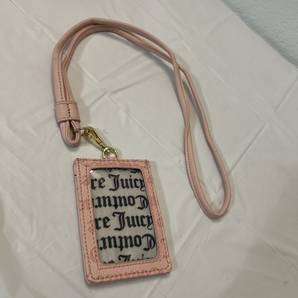 Juicy Couture Lanyard Id Credit Card Holder Logo Pink White School Preppy